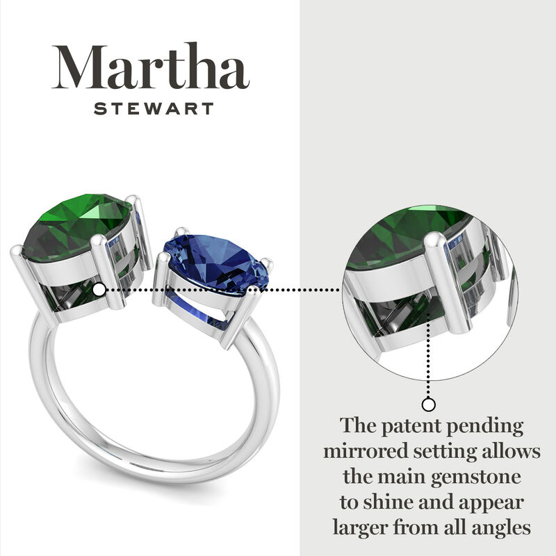 Martha Stewart 3 3/4ctw. Emerald & Sapphire Two Stone Ring In Sterling Silver image number null